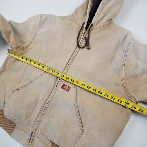 Vintage Y2K Dickies Beige Duck Canvas Hooded Work Wear Distressed Jacket Large - Picture 4 of 12
